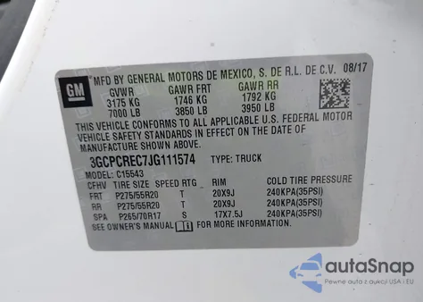 2018 Chevrolet Silverado 1500 1Lt from USA, damaged, VIN 3GCPCREC7JG111574